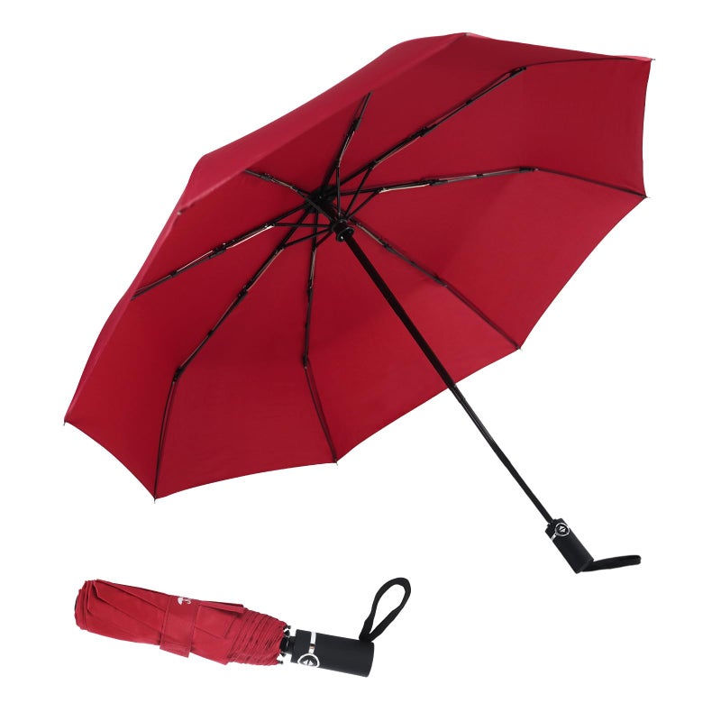 SY COMPACT Travel Umbrella Automatic Windproof Umbrellas Strong Compact Umbrella in Rain for Women Men golf umbrella (Red) - Image 1